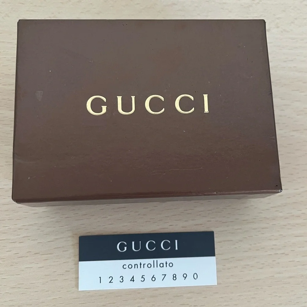 Vintage Gucci GG Black Leather Key Holder Box Controllato BNWOT